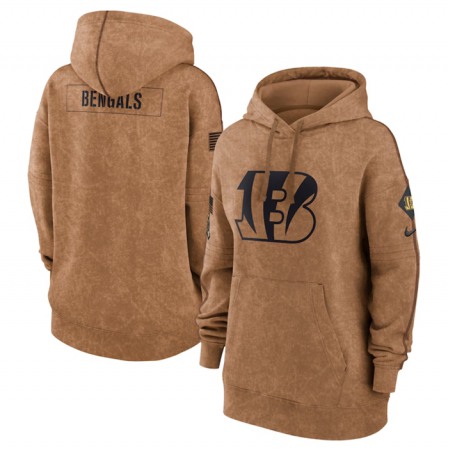 Women's Cincinnati Bengals 2023 Brown Salute to Service Pullover Hoodie(Run Small)