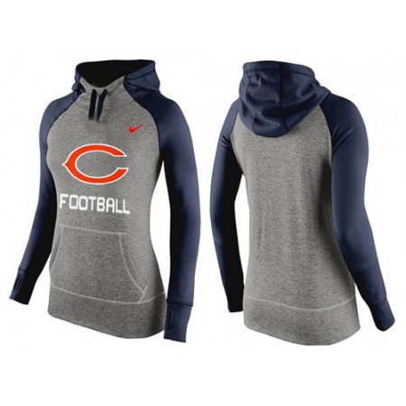 Women's Nike Chicago Bears Performance Hoodie Grey & Dark Blue