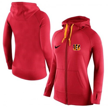 Women's Nike Cincinnati Bengals Full-Zip Performance Hoodie Red
