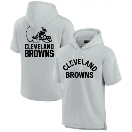 Men's Cleveland Browns Gray Super Soft Fleece Short Sleeve Hoodie