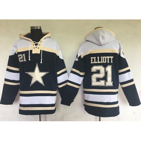 Dallas Cowboys #21 Ezekiel Elliott Navy Blue Sawyer Hoodie Sweatshirt NFL Hoodie