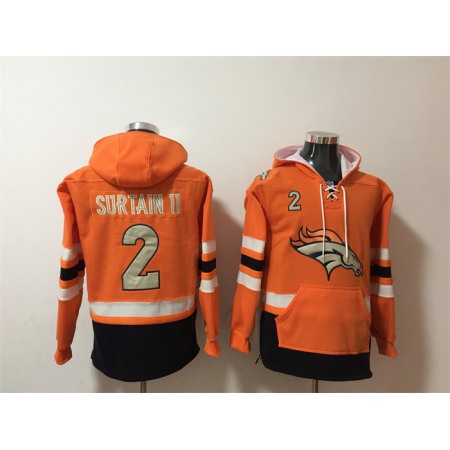 Men's Denver Broncos #2 Patrick Surtain II Orange Ageless Must-Have Lace-Up Pullover Hoodie