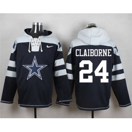 Nike Cowboys #24 Morris Claiborne Navy Blue Player Pullover NFL Hoodie