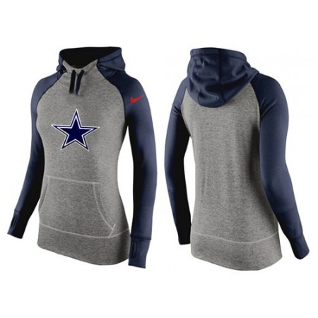 Women's Nike Dallas Cowboys Performance Hoodie Grey & Dark Blue_2