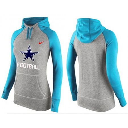 Women's Nike Dallas Cowboys Performance Hoodie Grey & Light Blue