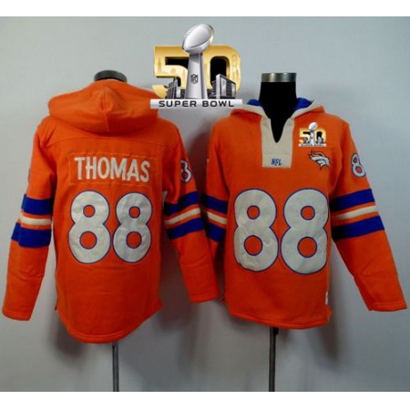 Denver Broncos #88 Demaryius Thomas Orange Super Bowl 50 Player Winning Method Pullover NFL Hoodie