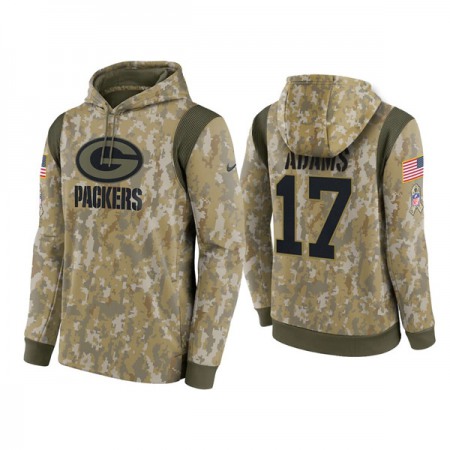 Men's Green Bay Packers #17 Davante Adams Camo 2021 Salute To Service Therma Performance Pullover Hoodie
