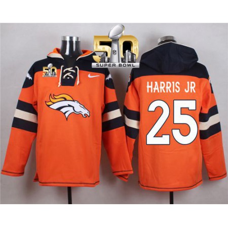 Nike Broncos #25 Chris Harris Jr Orange Super Bowl 50 Player Pullover NFL Hoodie
