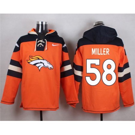 Nike Broncos #58 Von Miller Orange Player Pullover NFL Hoodie
