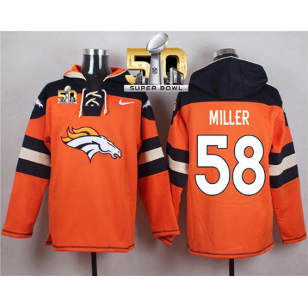 Nike Broncos #58 Von Miller Orange Super Bowl 50 Player Pullover NFL Hoodie