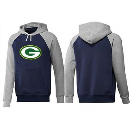 Green Bay Packers Logo Pullover Hoodie Dark Blue & Grey