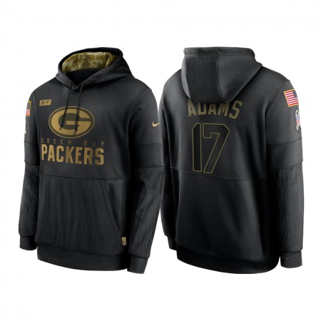 Men's Green Bay Packers #17 Davante Adams 2020 Black Salute to Service Sideline Performance Pullover Hoodie