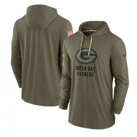Men's Green Bay Packers 2022 Olive Salute to Service Tonal Pullover Hoodie