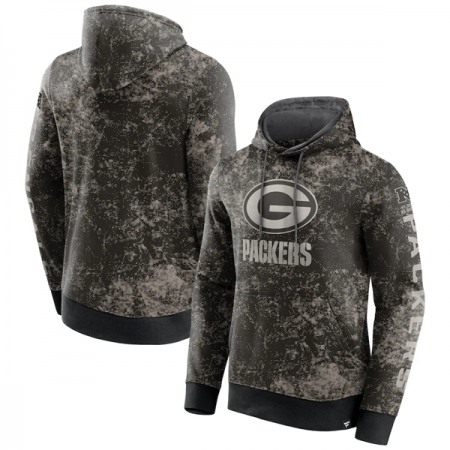 Men's Green Bay Packers Black/Gray Blackout Tonal Pullover Hoodie