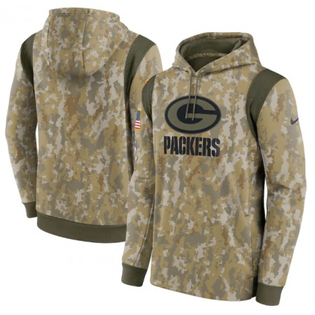 Men's Green Bay Packers Camo 2021 Salute To Service Therma Performance Pullover Hoodie