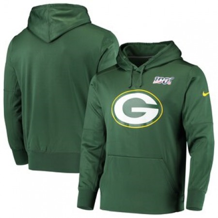 Men's Green Bay Packers Green 100th Season Primary Logo Circuit Performance Pullover Hoodie