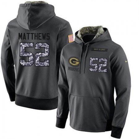 NFL Men's Nike Green Bay Packers #52 Clay Matthews Stitched Black Anthracite Salute to Service Player Performance Hoodie