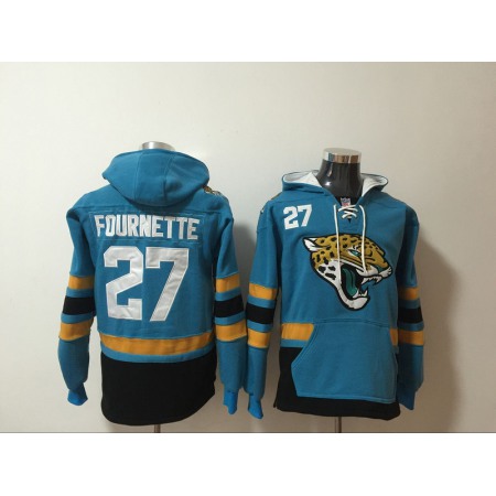 Men's Jacksonville Jaguars #27 Leonard Fournette Teal All Stitched NFL Hoodie Sweatshirt