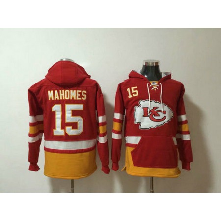 Men's Kansas City Chiefs #15 Patrick Mahomes Red All Stitched NFL Hoodie Sweatshirt