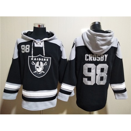 Men's Las Vegas Raiders #98 Maxx Crosby Black Ageless Must-Have Lace-Up Pullover Hoodie