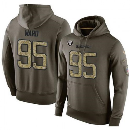 NFL Men's Nike Oakland Raiders #95 Jihad Ward Stitched Green Olive Salute To Service KO Performance Hoodie