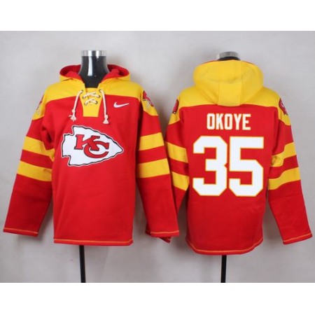 Nike Chiefs #35 Christian Okoye Red Player Pullover NFL Hoodie
