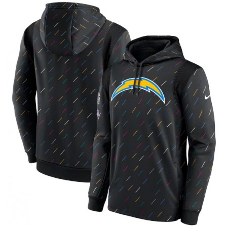 Men's Los Angeles Chargers 2021 Charcoal Crucial Catch Therma Pullover Hoodie