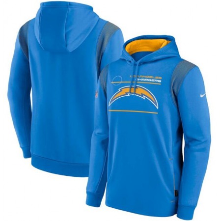 Men's Los Angeles Chargers 2021 Powder Blue Sideline Logo Performance Pullover Hoodie