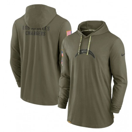 Men's Los Angeles Chargers 2022 Olive Salute to Service Tonal Pullover Hoodie