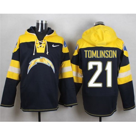 Nike Chargers #21 LaDainian Tomlinson Navy Blue Player Pullover NFL Hoodie