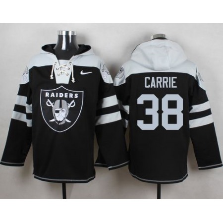 Nike Raiders #38 T.J. Carrie Black Player Pullover NFL Hoodie