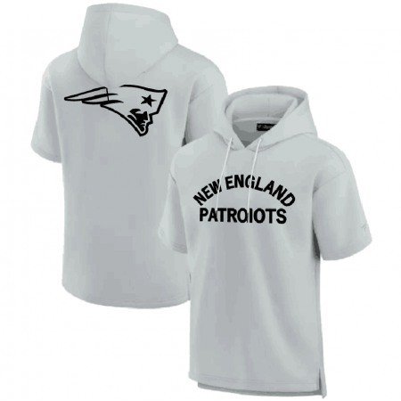 Men's New England Patriots Gray Super Soft Fleece Short Sleeve Hoodie