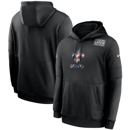 Men's New Orleans Saints 2020 Black Crucial Catch Sideline Performance Pullover Hoodie