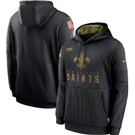 Men's New Orleans Saints 2020 Black Salute to Service Sideline Performance Pullover Hoodie