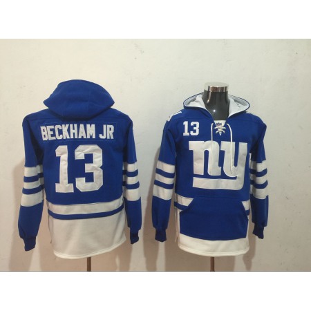 Men's New York Giants #13 Odell Beckham Jr. Royal Blue All Stitched NFL Hoodie Sweatshirt
