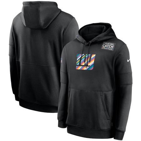 Men's New York Giants 2020 Black Crucial Catch Sideline Performance Pullover Hoodie
