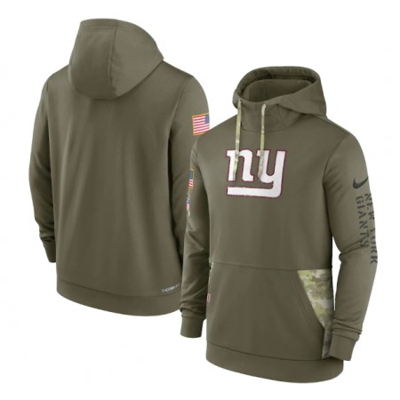 Men's New York Giants 2022 Olive Salute to Service Therma Performance Pullover Hoodie