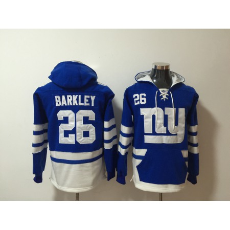 Men's New York Giants #26 Saquon Barkley Royal Blue All Stitched NFL Hoodie Sweatshirt