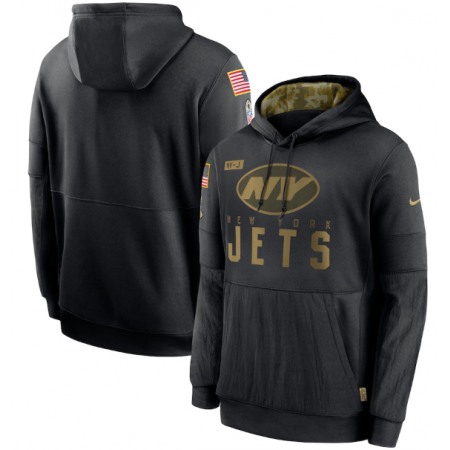 Men's New York Jets 2020 Black Salute to Service Sideline Performance Pullover Hoodie