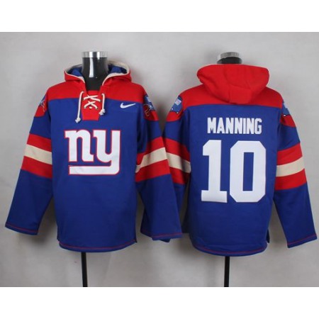 Nike Giants #10 Eli Manning Royal Blue Player Pullover NFL Hoodie