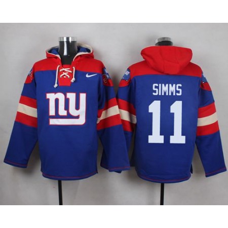 Nike Giants #11 Phil Simms Royal Blue Player Pullover NFL Hoodie