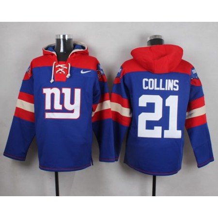Nike Giants #21 Landon Collins Royal Blue Player Pullover NFL Hoodie