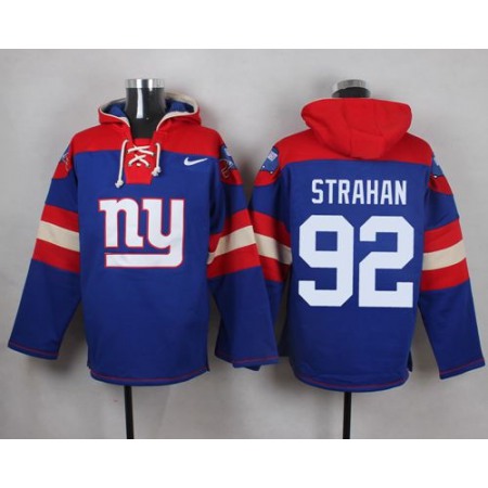 Nike Giants #92 Michael Strahan Royal Blue Player Pullover NFL Hoodie