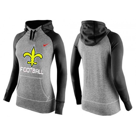 Women's Nike New Orleans Saints Performance Hoodie Grey & Black_1