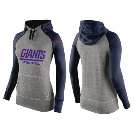 Women's Nike New York Giants Performance Hoodie Grey & Dark Blue
