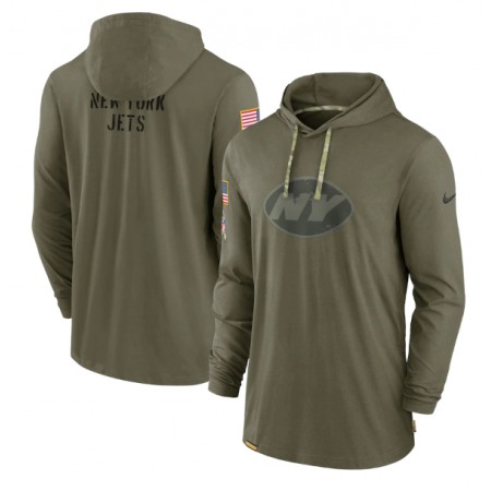 Men's New York Jets 2022 Olive Salute to Service Tonal Pullover Hoodie