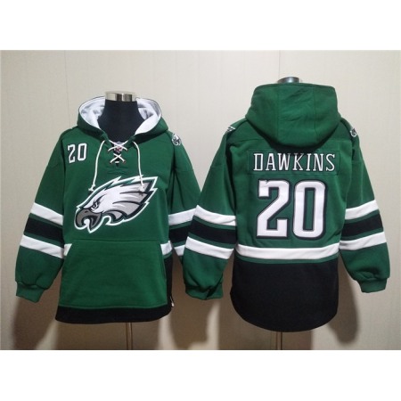 Men's Philadelphia Eagles #20 Brian Dawkins Green Ageless Must-Have Lace-Up Pullover Hoodie