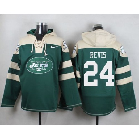 Nike Jets #24 Darrelle Revis Green Player Pullover NFL Hoodie