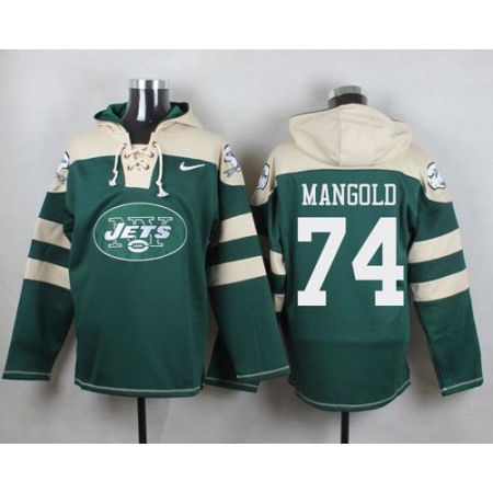 Nike Jets #74 Nick Mangold Green Player Pullover NFL Hoodie