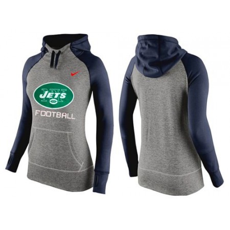 Women's Nike New York Jets Performance Hoodie Grey & Dark Blue